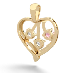 Lab Pink Sapphire Glowing Heart 14K Yellow Gold pendant P2233