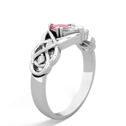 Lab Pink Sapphire Keepsake Celtic Knot 14K White Gold ring R5300