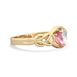 Lab Pink Sapphire Celtic Love Knot 14K Yellow Gold ring R5420