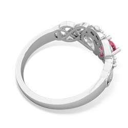 Lab Pink Sapphire 'One Heart' Celtic Knot Claddagh 14K White Gold ring R5322