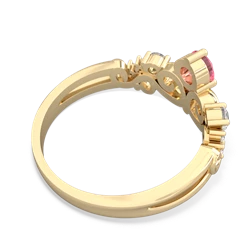 Lab Pink Sapphire Crown Keepsake 14K Yellow Gold ring R5740