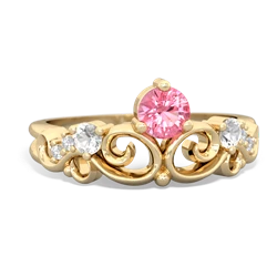 Lab Pink Sapphire Crown Keepsake 14K Yellow Gold ring R5740