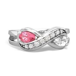 Lab Pink Sapphire Diamond Infinity 14K White Gold ring R5390