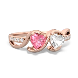 Lab Pink Sapphire Side By Side 14K Rose Gold ring R3090