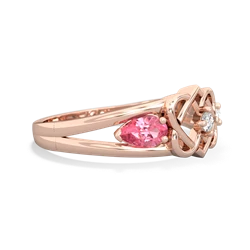 Lab Pink Sapphire Hearts Intertwined 14K Rose Gold ring R5880