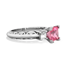 Lab Pink Sapphire Eternal Embrace Engagement 14K White Gold ring C2001