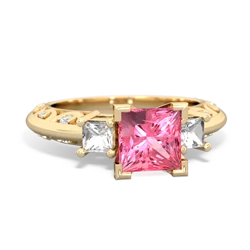 Lab Pink Sapphire Eternal Embrace Engagement 14K Yellow Gold ring C2001