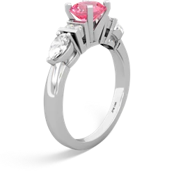 Lab Pink Sapphire 6Mm Round Eternal Embrace Engagement 14K White Gold ring R2005