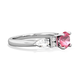 Lab Pink Sapphire 6Mm Round Eternal Embrace Engagement 14K White Gold ring R2005