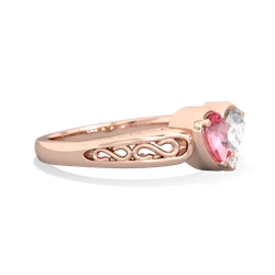 Lab Pink Sapphire Filligree 'One Heart' 14K Rose Gold ring R5070