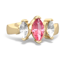 Lab Pink Sapphire Three Peeks 14K Yellow Gold ring R2433