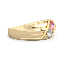 Lab Pink Sapphire Men's Streamline 14K Yellow Gold ring R0460