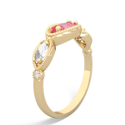 Lab Pink Sapphire Milgrain Marquise 14K Yellow Gold ring R5700