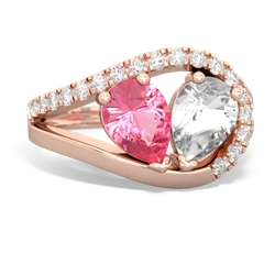 Lab Pink Sapphire Nestled Heart Keepsake 14K Rose Gold ring R5650