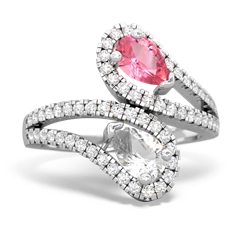 Lab Pink Sapphire Diamond Dazzler 14K White Gold ring R3000