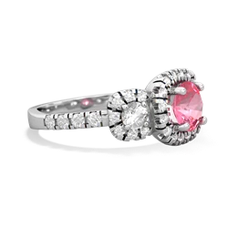 Lab Pink Sapphire Regal Halo 14K White Gold ring R5350