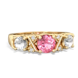 Lab Pink Sapphire Hugs And Kisses 14K Yellow Gold ring R5016