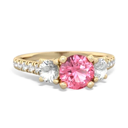 Lab Pink Sapphire Pave Trellis 14K Yellow Gold ring R5500