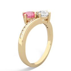 Lab Pink Sapphire Channel Set Two Stone 14K Yellow Gold ring R5303