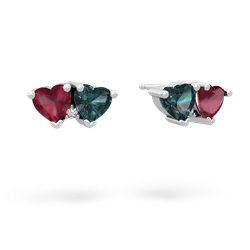 Ruby Sweethearts 14K White Gold earrings E5260