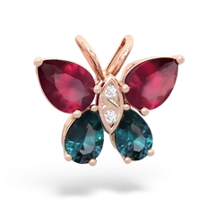 Ruby Butterfly 14K Rose Gold pendant P2215