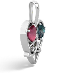 Ruby Celtic Trinity Heart 14K White Gold pendant P5331