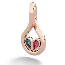 Ruby Pave Twist 'One Heart' 14K Rose Gold pendant P5360