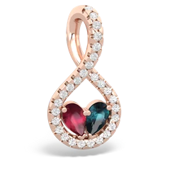 Ruby Pave Twist 'One Heart' 14K Rose Gold pendant P5360