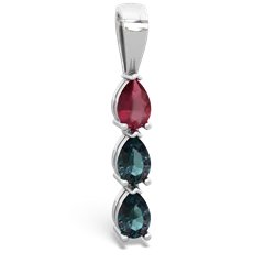 Ruby Dew Drops 14K White Gold pendant P2251