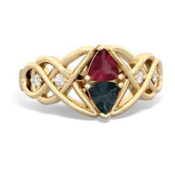 Ruby Keepsake Celtic Knot 14K Yellow Gold ring R5300