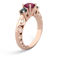 Ruby Art Deco Eternal Embrace Engagement 14K Rose Gold ring C2003