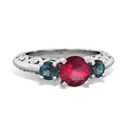 Ruby Art Deco Eternal Embrace Engagement 14K White Gold ring C2003