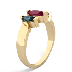 Ruby Three Peeks 14K Yellow Gold ring R2433