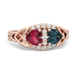 Ruby Sparkling Celtic Knot 14K Rose Gold ring R2645