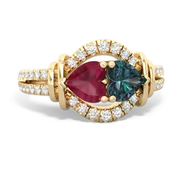 Ruby Art-Deco Keepsake 14K Yellow Gold ring R5630