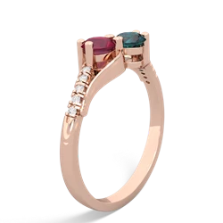 Ruby Infinity Pave Two Stone 14K Rose Gold ring R5285