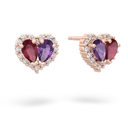 Ruby Halo 14K Rose Gold earrings E7008