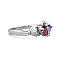 Ruby 'Our Heart' Claddagh 14K White Gold ring R2388