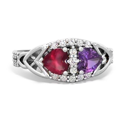 Ruby Sparkling Celtic Knot 14K White Gold ring R2645