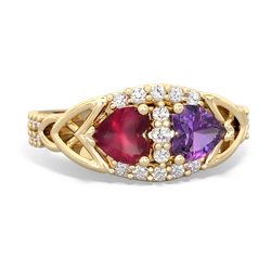 Ruby Sparkling Celtic Knot 14K Yellow Gold ring R2645