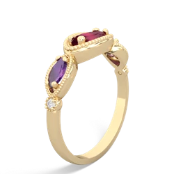 Ruby Milgrain Marquise 14K Yellow Gold ring R5700