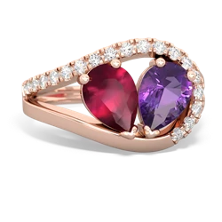 Ruby Nestled Heart Keepsake 14K Rose Gold ring R5650