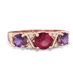 Ruby Hugs And Kisses 14K Rose Gold ring R5016