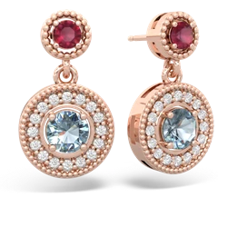 Ruby Halo Dangle 14K Rose Gold earrings E5319