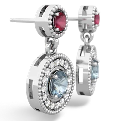 Ruby Halo Dangle 14K White Gold earrings E5319