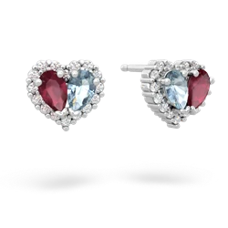 Ruby Halo 14K White Gold earrings E7008