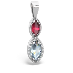 Ruby Antique-Style Halo 14K White Gold pendant P5700