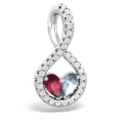 Ruby Pave Twist 'One Heart' 14K White Gold pendant P5360