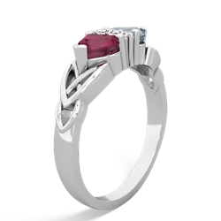 Ruby Celtic Knot Double Heart 14K White Gold ring R5040