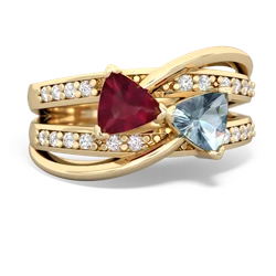 Ruby Bowtie 14K Yellow Gold ring R2360